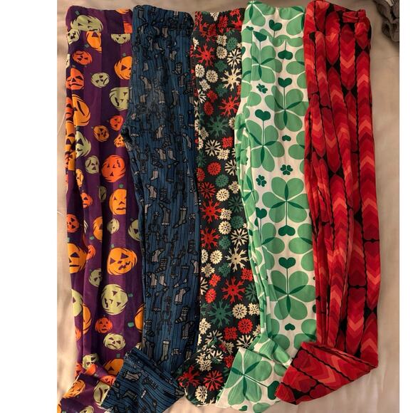 Lularoe Holiday Legging Bundle L/XL - Picture 1 of 6